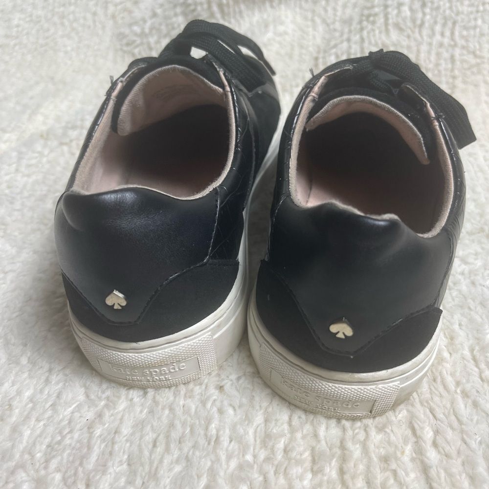 Kate Spade New York  leather black suede low top lace up sneakers SZ8.5B - Picture 4 of 8